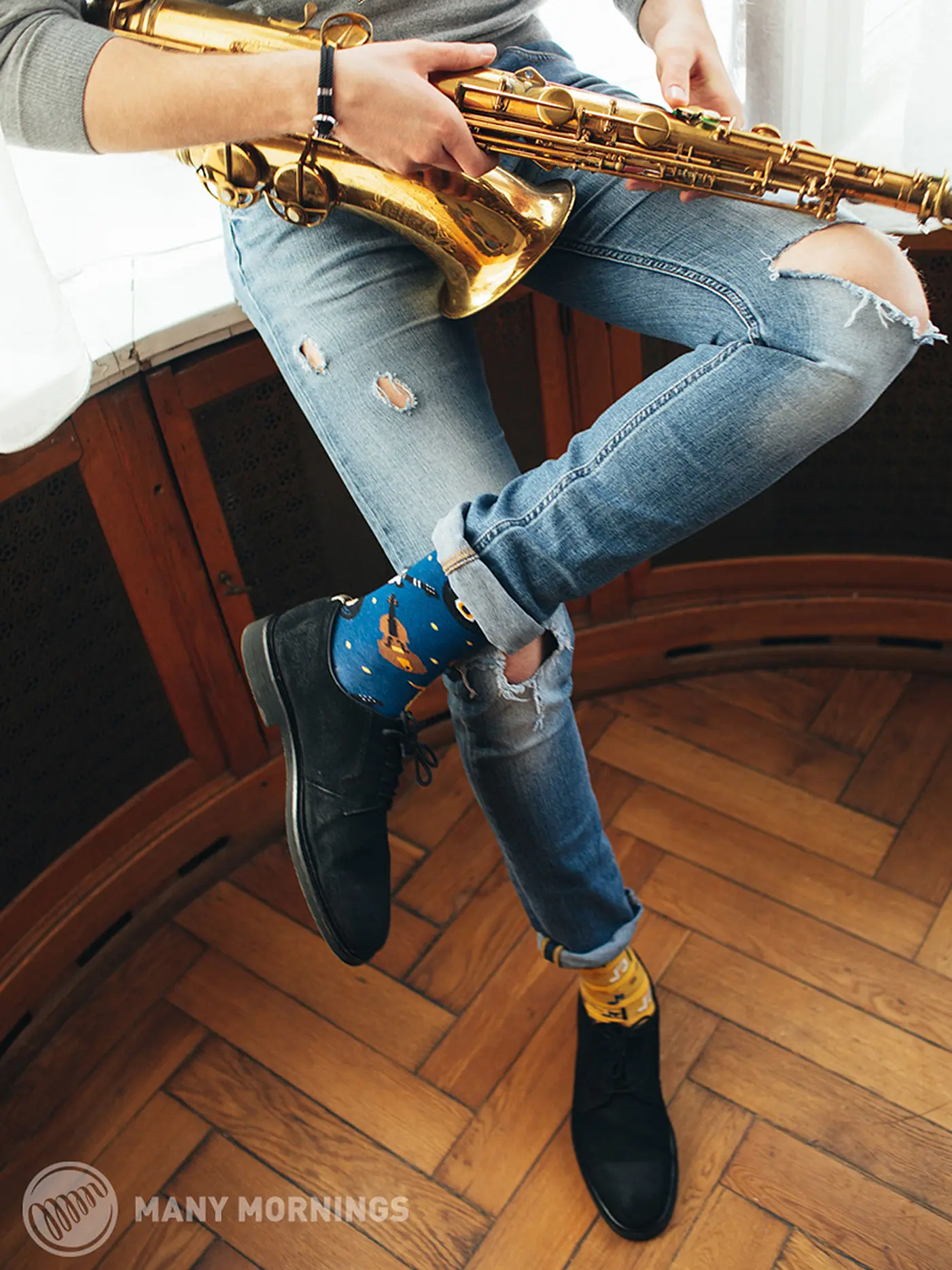 MANY MORNINGS | Herren Socken MUSIC NOTES gelb | 